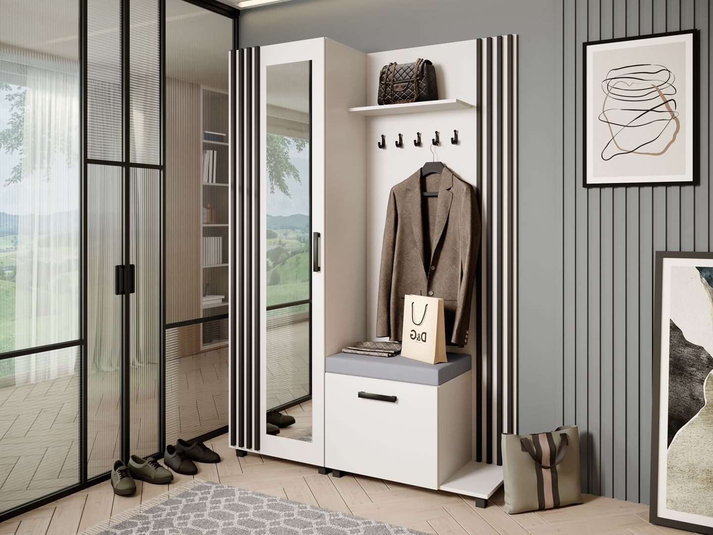 Beautysofa Garderobenschrank Garderoben-Set mit Aufhängern und günstig online kaufen