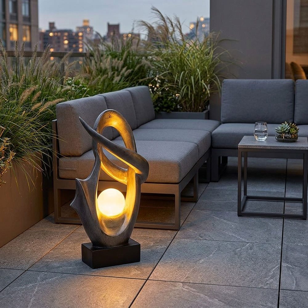 GLOBO LIGHTING LED Solarleuchte, LED-Leuchtmittel fest verbaut, LED Solar Deko Außen Lampe Feuer Effekt Garten Terrassen