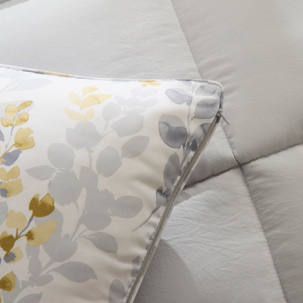 Karaca Bettwäsche Karaca Leaf Bettdecke 155x220 cm + Kissenbezug 50x70 Set, Grau