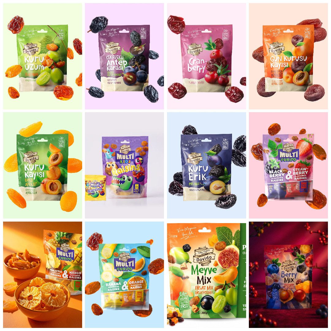 UMBRELLA Trockenfrüchte Dovido Sultaninen Aprikosen Cranberries Furito 14 Sorten vegan Beutel, (Ideal für Frühstück, Müsli, Porridge, Joghurt, Backen und Käseplatte, Packungsgröße wählbar: Einzelpack oder Vorteilspack je nach Bedarf), Brotdose, Schule, Büro, unterwegs – schonend verarbeitet, griffbereit