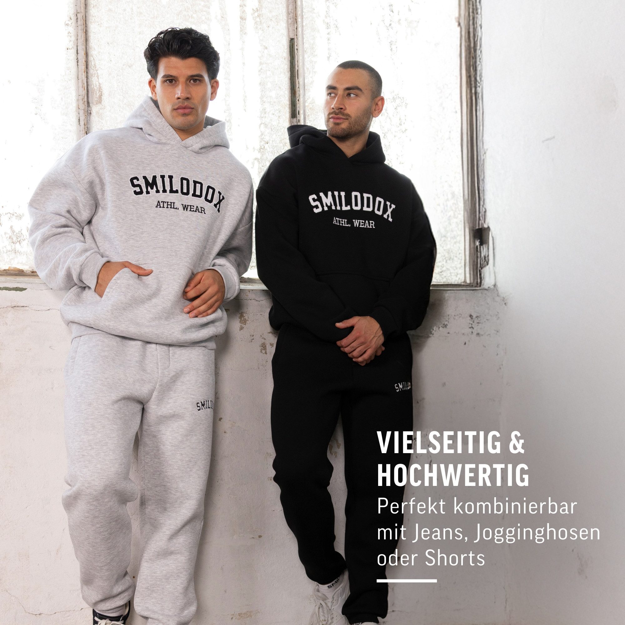 Smilodox Hoodie Kayson, Oversize Kapuzenpullover, Frontprint, große Kapuze Sweatshirt Kängurutasche weicher Stoff Warmer Pulli Streetstyle Alltag Freizeit