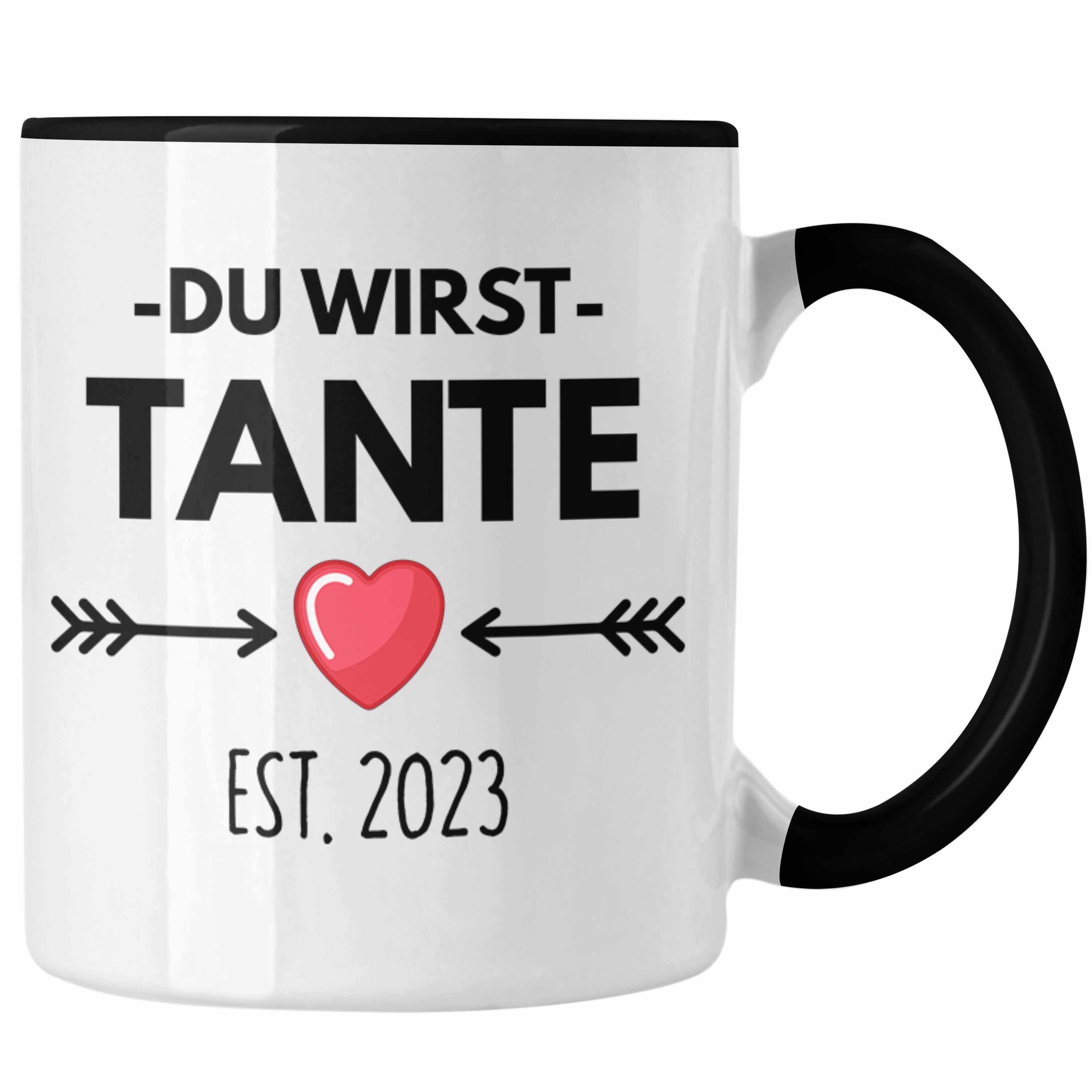 Trendation Tasse Trendation - Tante Du Wirst Tante 2023 Geschenk Schwangerschaft Schwarz