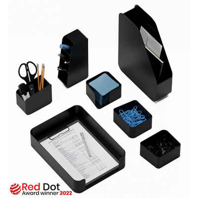 Organizer Schwarz, Design Bürobedarf, Desktop-Set, Stiftehalter Ablage (Premium Dokumentenhalter aus recyceltem Material)