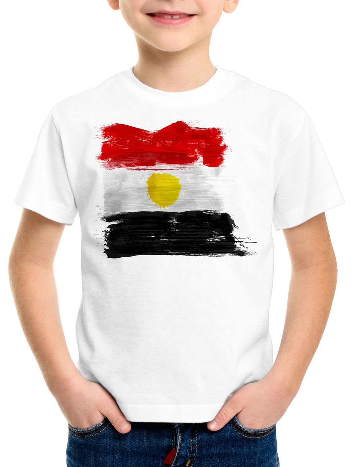 style3 Print-Shirt Kinder T-Shirt Flagge Ägypten Fahne Fußball Egypt Sport WM EM