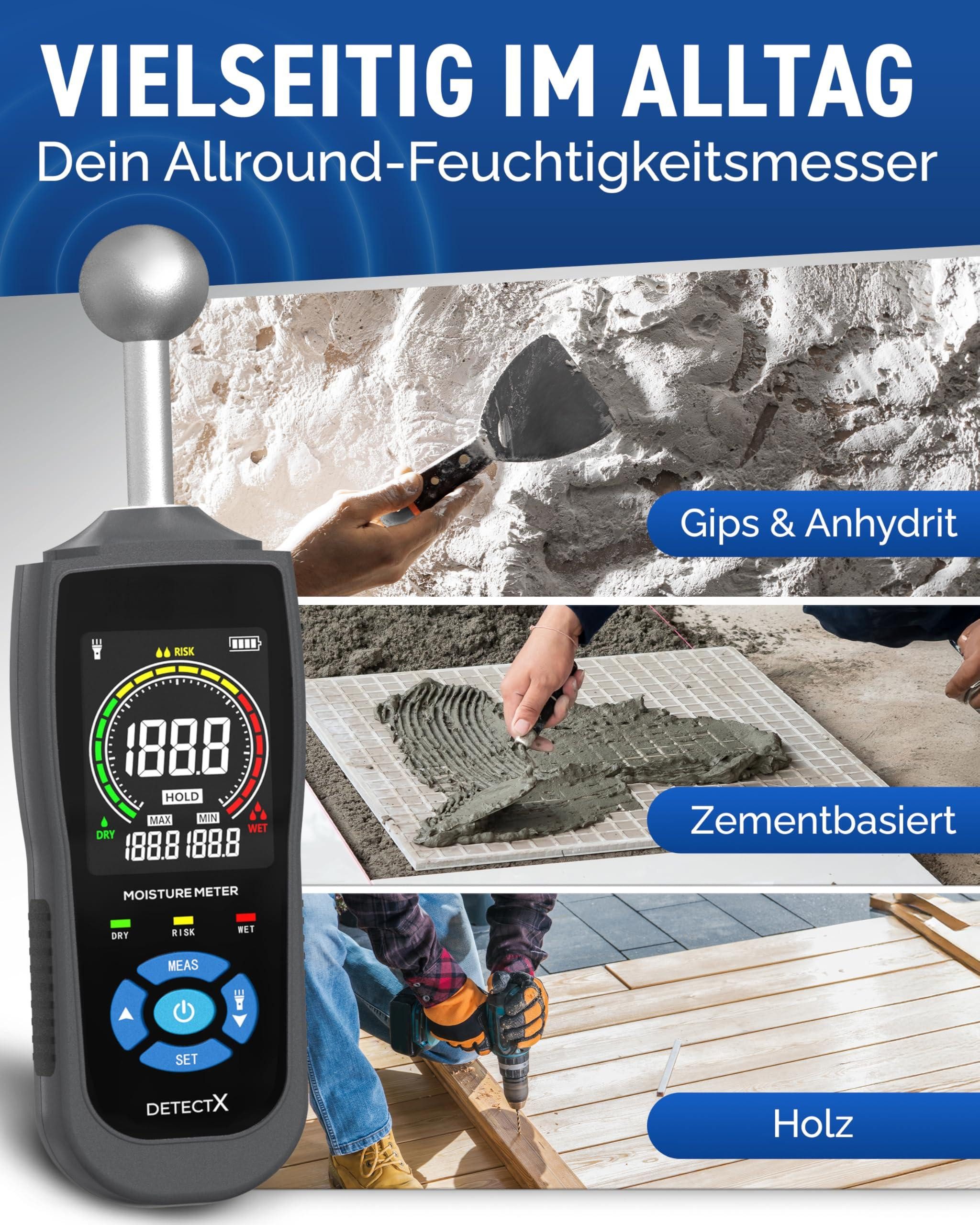 Kityhome Feuchtigkeitsmesser DetectX Feuchtemesser für Wände, Holz & Mauerwerk - zuverlässig, (Packung, 4-St., Präzise und empfindlich), Enthält Batterie, Aufbe – Bild 3 von 5