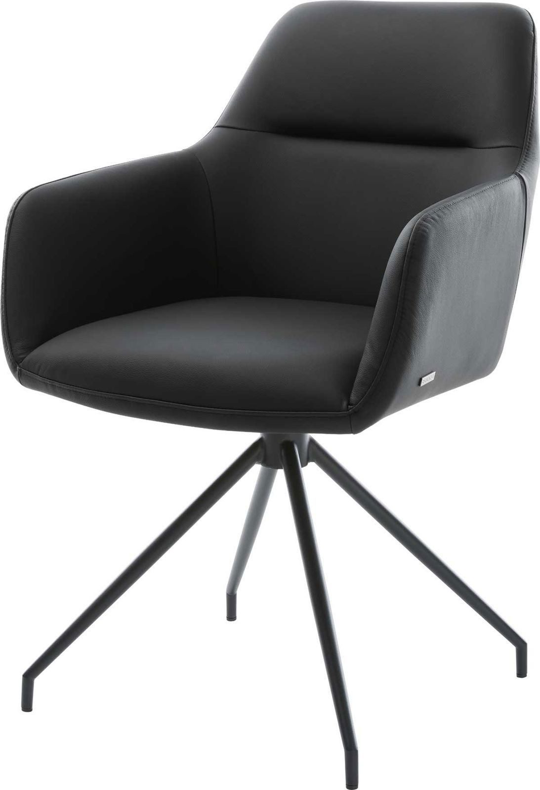 DELIFE Polsterstuhl Pejo-Flex, Kreuzgestell konisch Schwarz Echt-Leder Schwarz Taschenfederkern