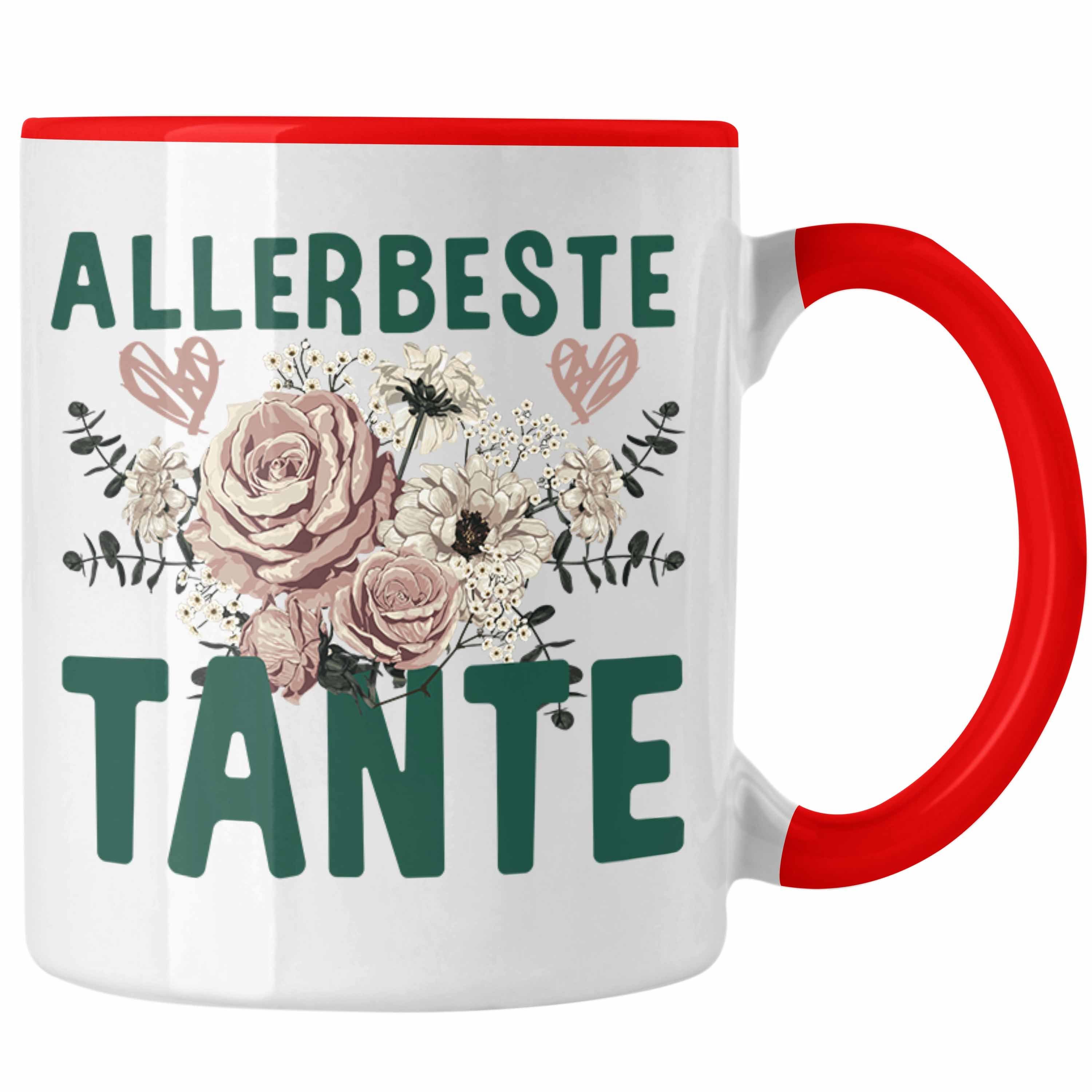 Trendation Tasse Trendation - Beste Tante der Welt Geschenk Tasse mit Spruch Kaffeetasse für Allerbeste Tante Rot