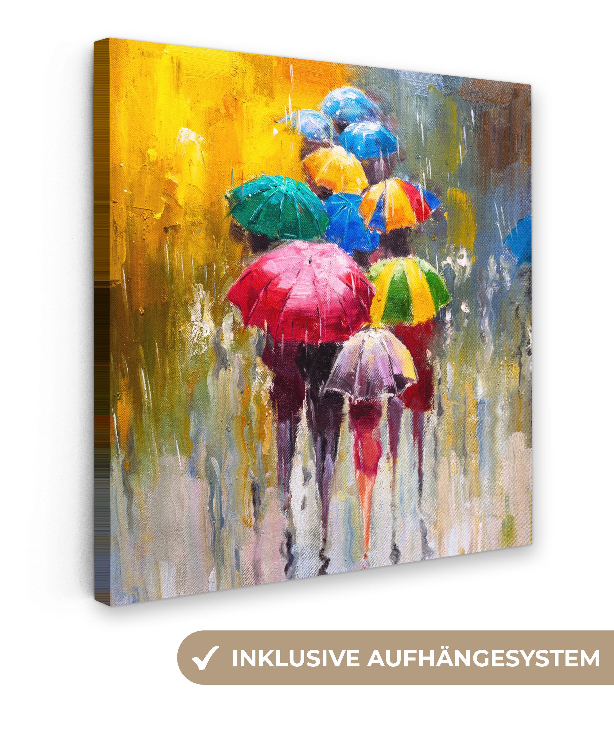 OneMillionCanvasses® Leinwandbild Kunstdrucke - Regenschirm - Öl, Fotodruck günstig online kaufen