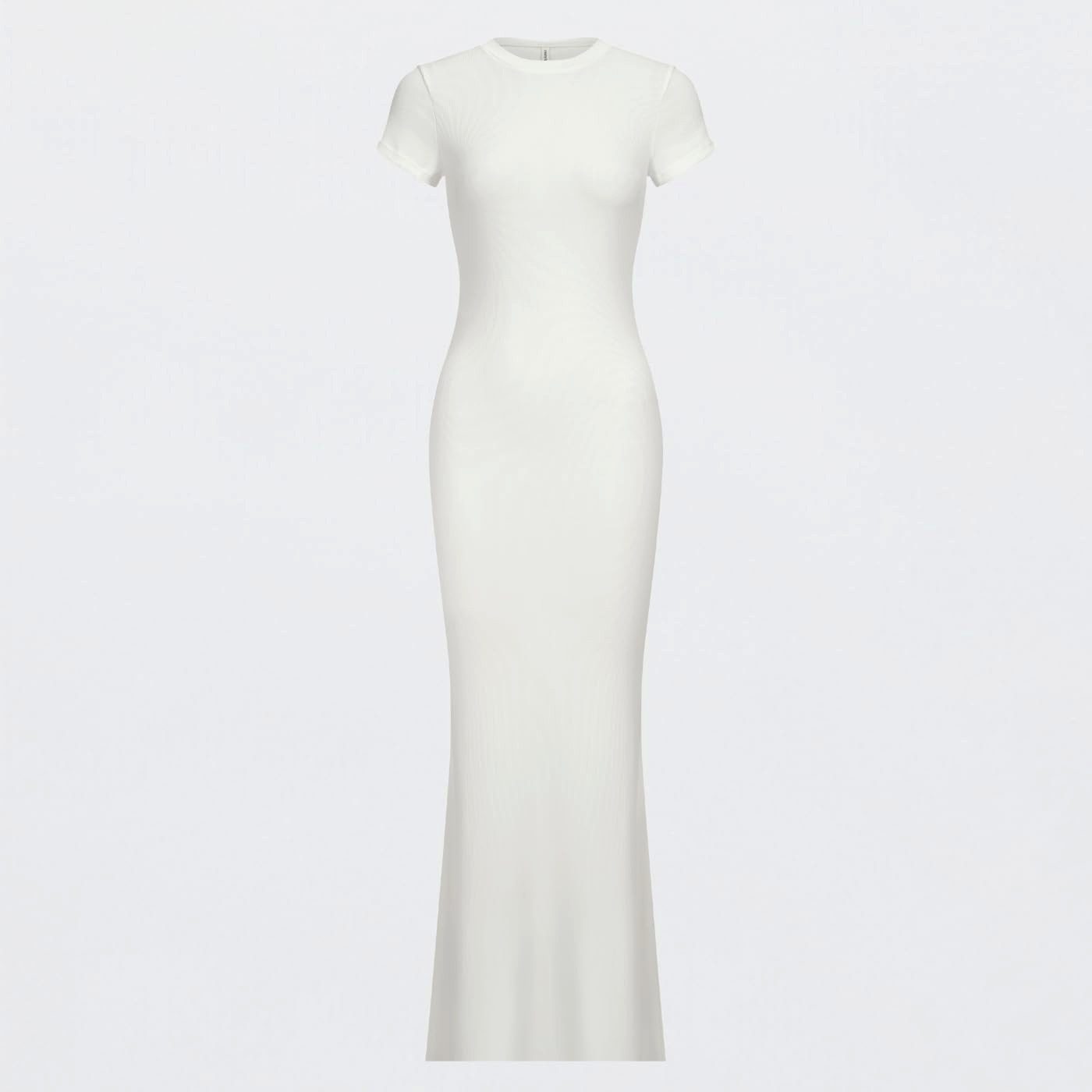 cfab (creamy fabrics) Jerseykleid Ribbed T-Shirt Maxikleid-Snow White-3XL (1-tlg)