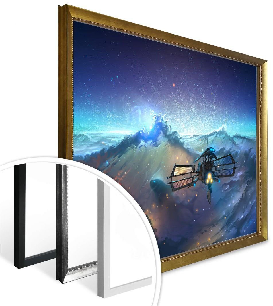 Poster See, Bild, St), Poster, Bild Wandposter (1 Wandbild, Surrealismus Landschaft Wall-Art Weltraum