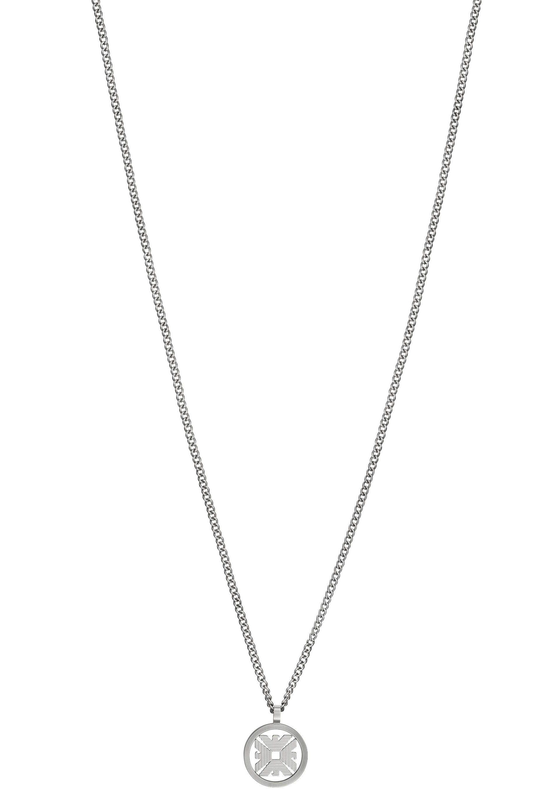 Emporio Armani Kette mit Anhänger KREIS, RUND, LOGO, EGS3040040, Edelstahl