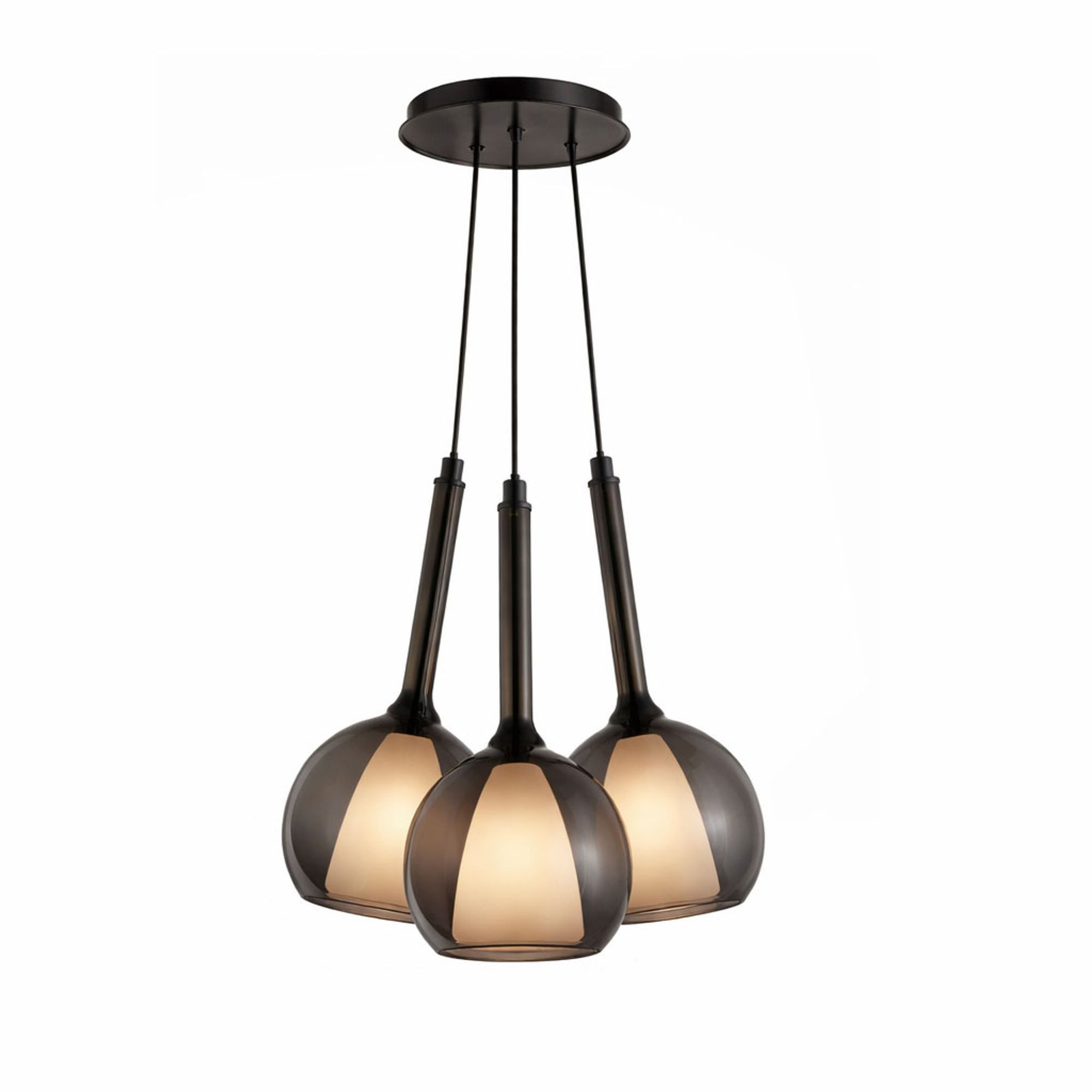 s.luce Pendelleuchte s.luce Belluna Glas-Pendelleuchte Cluster 3-flammig Rauch