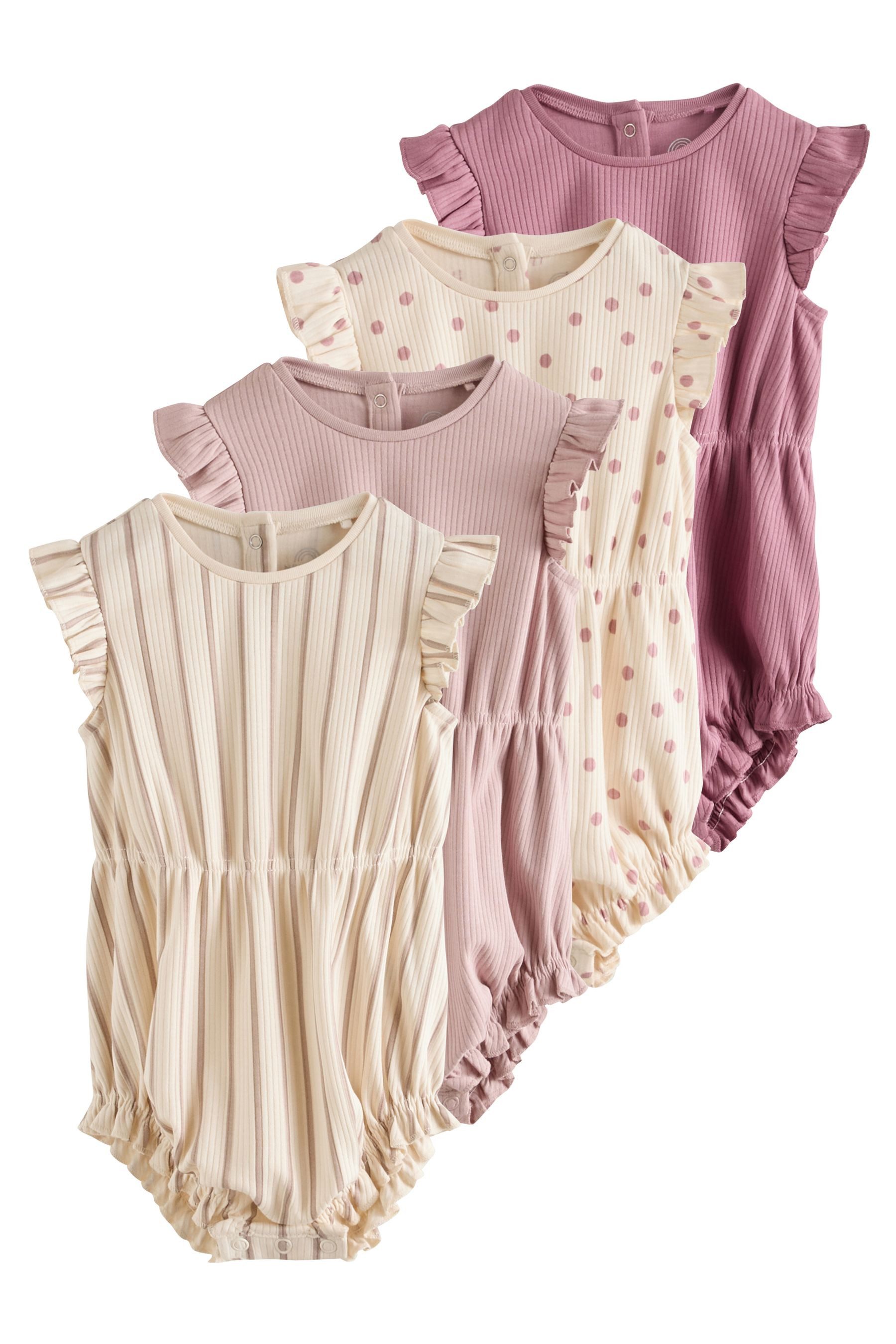 Next Strampler 4er-Pack Baby-Strampler mit gerüschter Schulter (4-tlg)