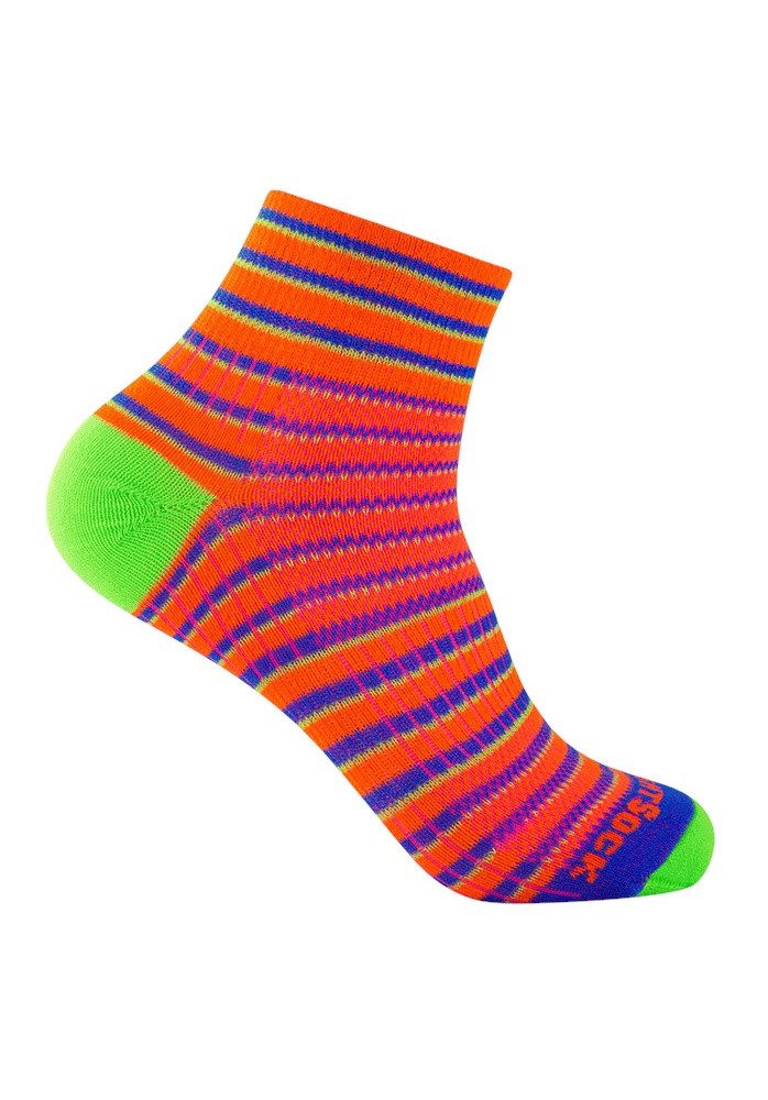 Wrightsock Sportsocken Quarter Coolmesh II (dünn, atmungsaktiv, bequem) orange/blau/grün
