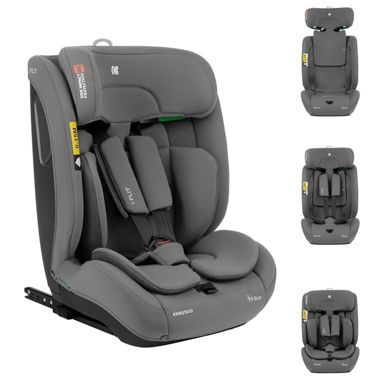 Kikkaboo Autokindersitz Kindersitz i-Flit i-Size, ab: 1.25, bis: 12, (76-150cm) Isofix Kopfstütze verstellbar SPS