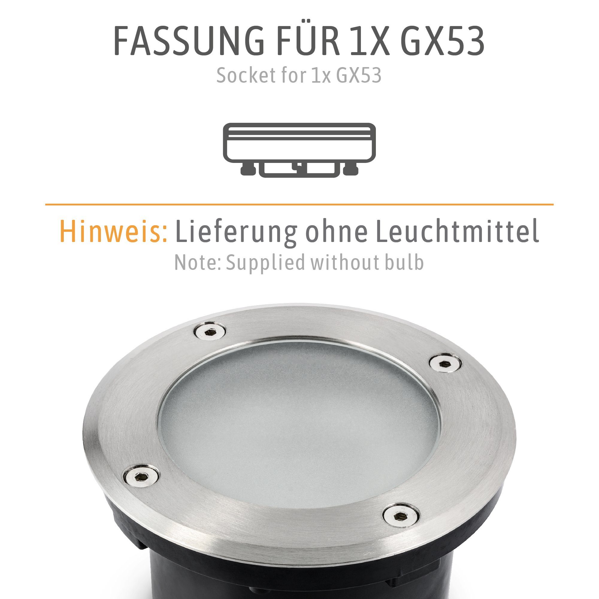 SSC-LUXon LED Edelstahl Gartenstrahler VISKOS IP67 GX53 gebuerstet, Optik rund Bodeneinbaustrahler