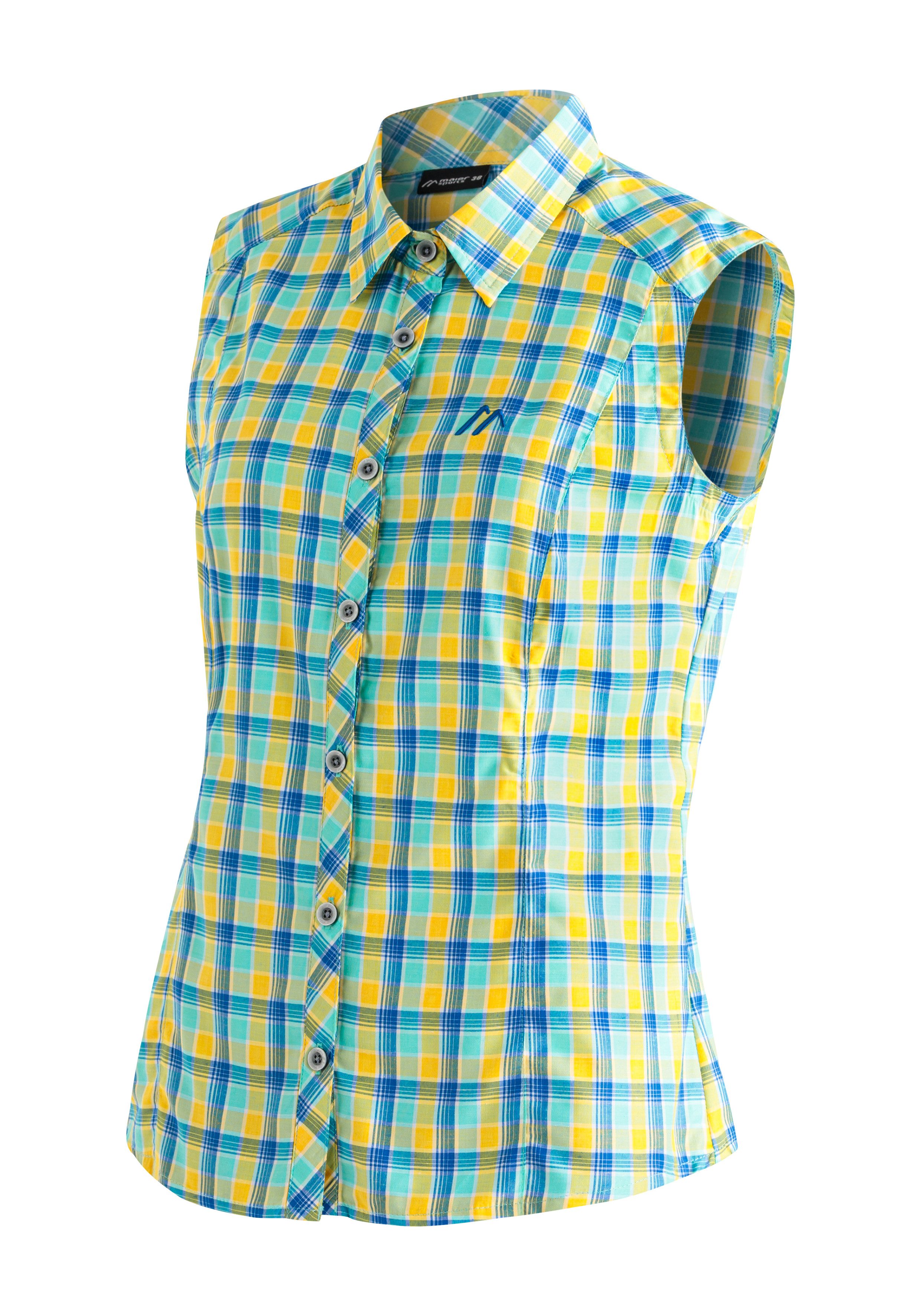 Maier Sports Funktionsbluse Paloma ärmellose Damen Bluse, sommerliches Blusen-Shirt, Karobluse, Reg. Fit