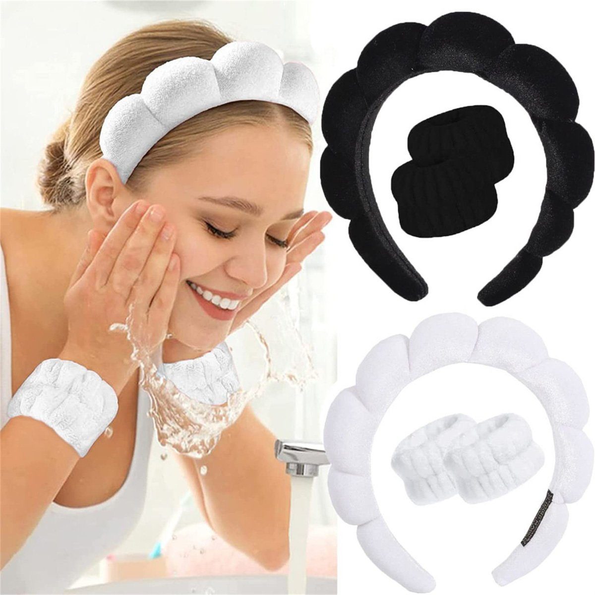 als 10er-Pack und Make-up-Stirnband Spa-Stirnbänder götäzer Stirnband verwendet Gesichts Schwarz Waschen des zum Wird