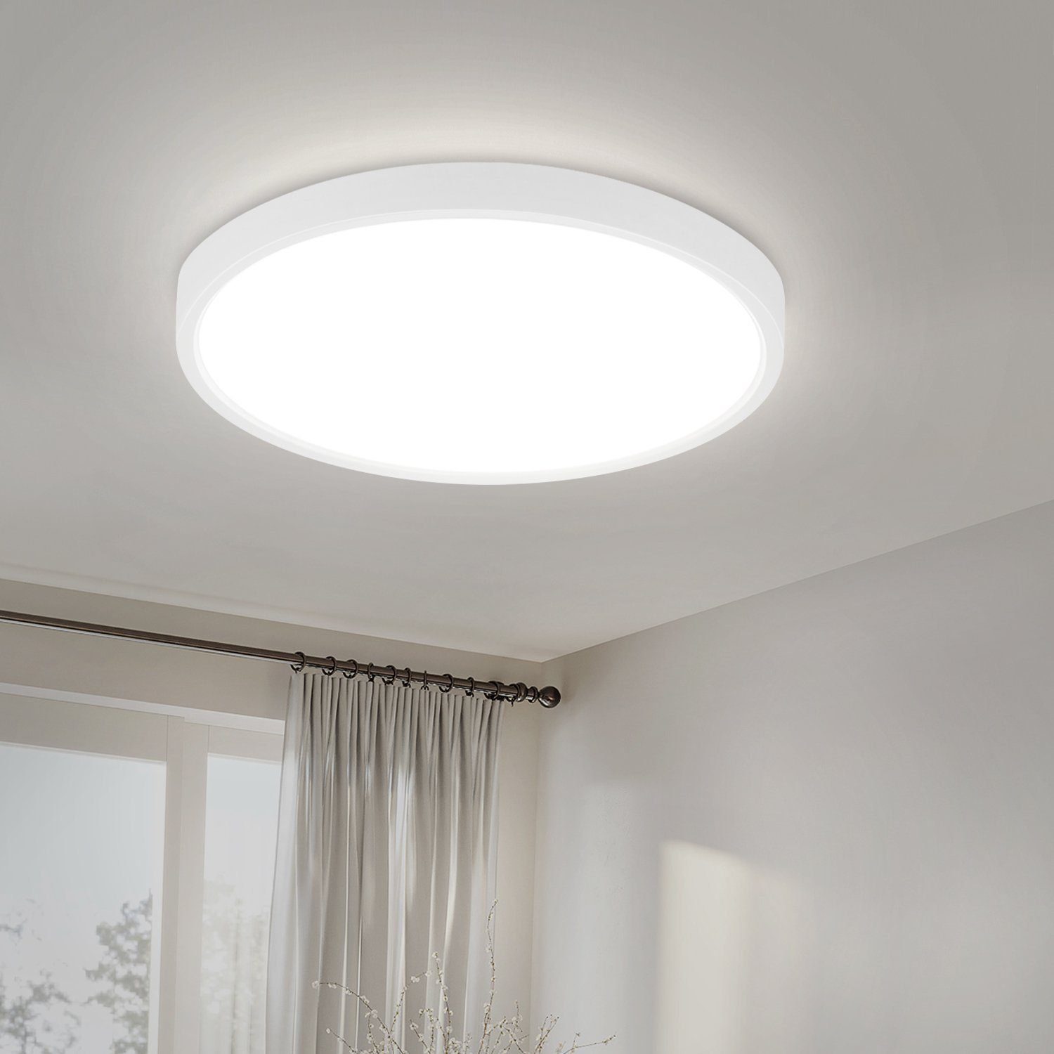 ZMH LED Deckenleuchte IP44 Wasserdicht Modern einfache Selbstmontage Schlafzimmer, Hochwertige Design, LED fest integriert, 6500k, Nicht Dimmbar, weiß