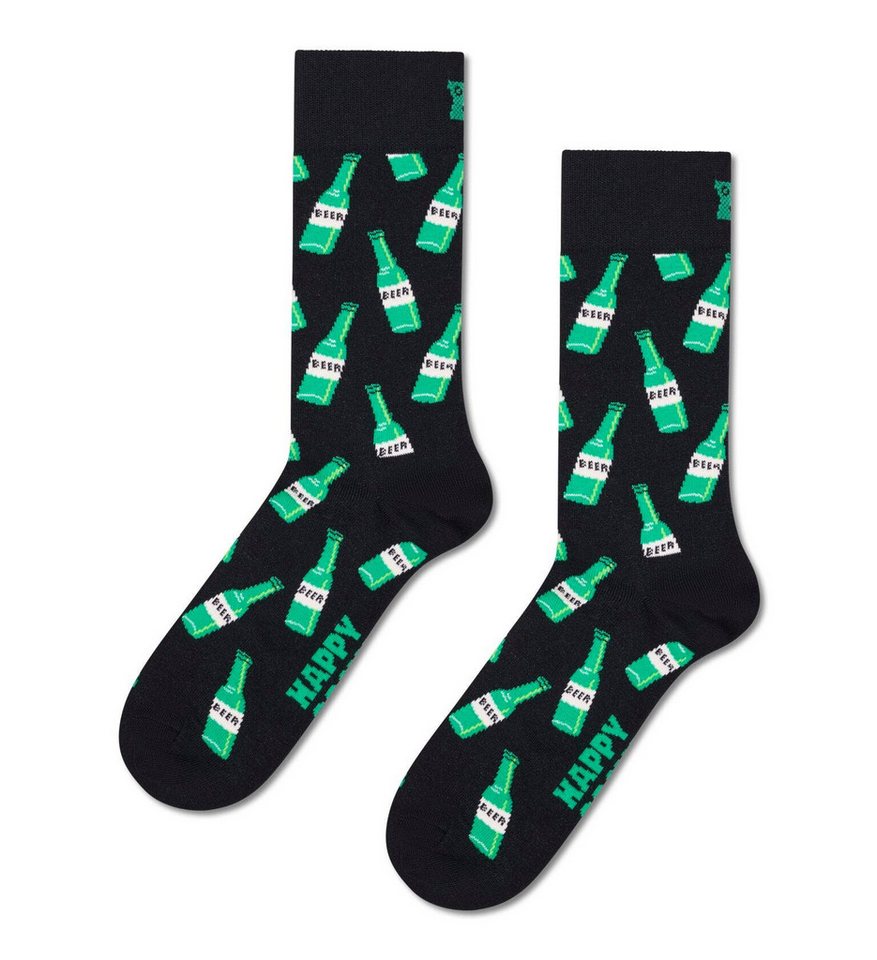 Happy Socks Socken Tagessocke Crew Beer schwarz/grün - 1 Paar