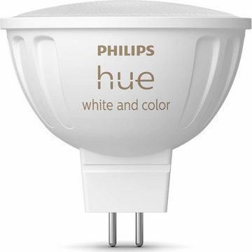 Philips Hue LED-Leuchtmittel White & Color Ambiance LED Lampe GU5,3 Reflektor - MR16 6,3W 400lm, n.v, warmweiss