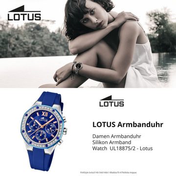 Lotus Chronograph Lotus Damenuhr Silikon blau Lotus, (Chronograph), Damen Armbanduhr rund, mittel (ca. 38mm), Edelstahl