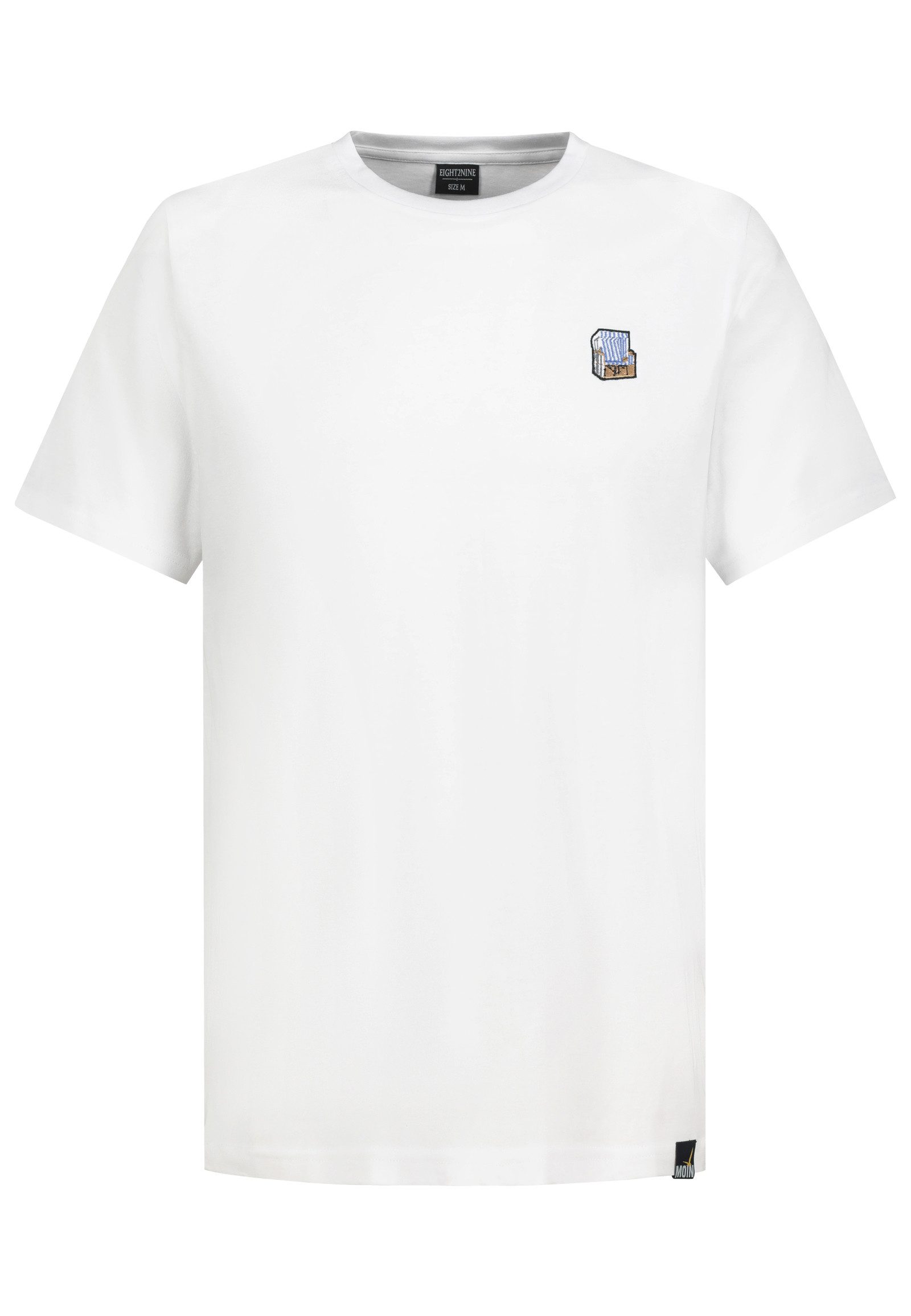 Eight2Nine T-Shirt Herren Basic Shirt maritime Motive Mini-Patch, Baumwollshirt