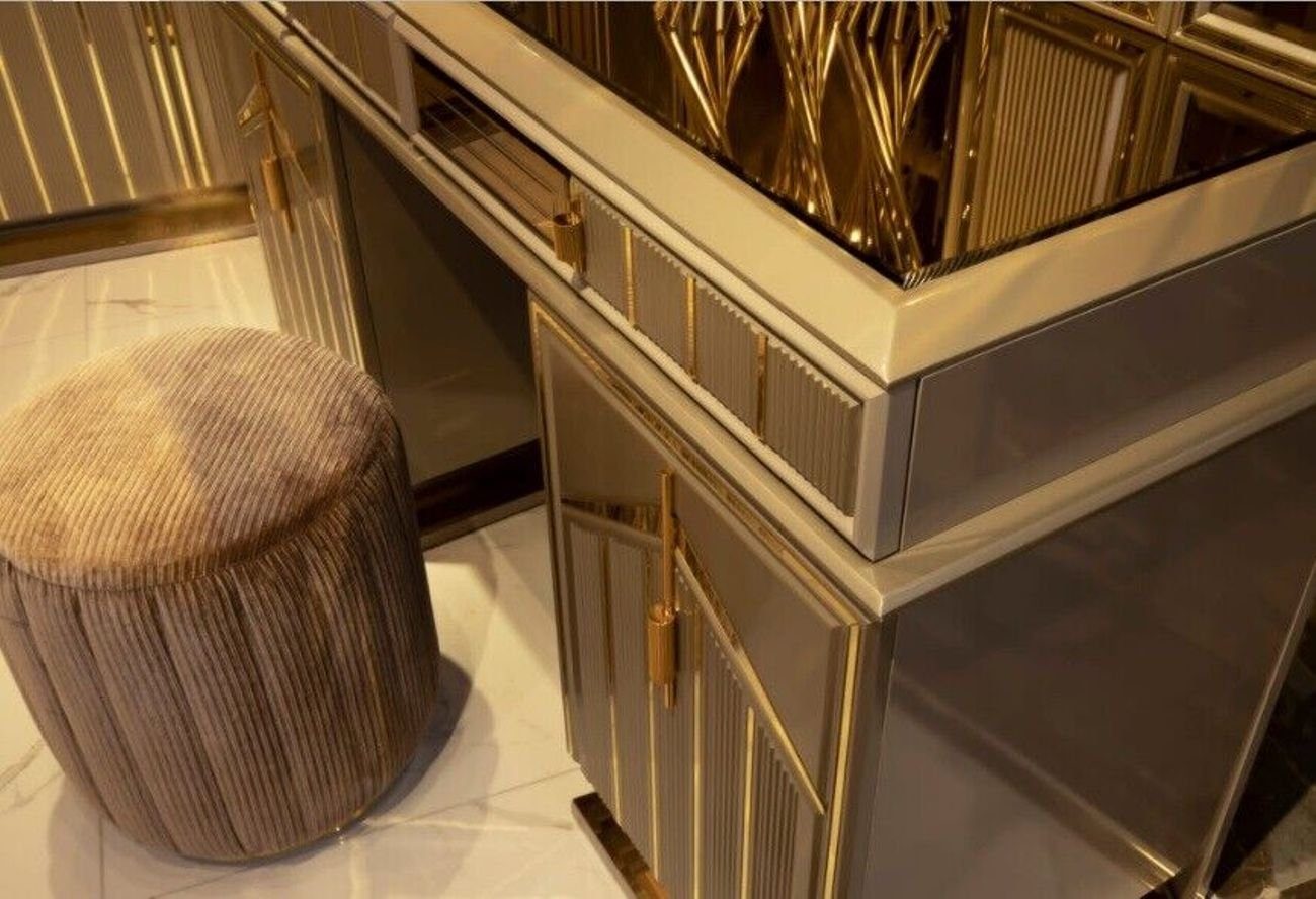 Schminktisch Luxus Schminktisch Design Set Spiegel Möbel Kommode JVmoebel Lowboard (2-St) Holz