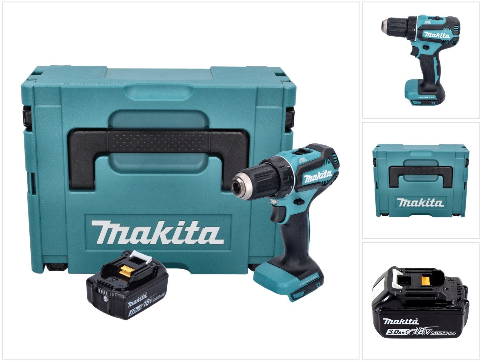Makita Akku-Schrauber DDF 485 F1J Akku Bohrschrauber 18 V 50 Nm Brushless + 1x Akku 3,0 Ah
