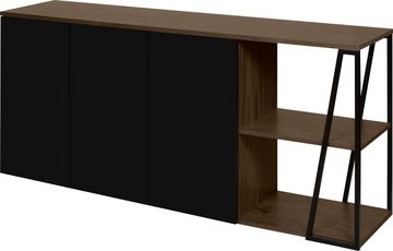 TemaHome Sideboard Albi, aus Echtholzfurnier mit Metallgestell, Breite 190 cm