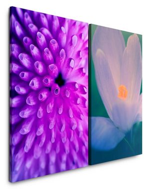 Sinus Art Leinwandbild 2 Bilder je 60x90cm Koralle Blüte Violett Beruhigend Sanft Zart Fotokunst