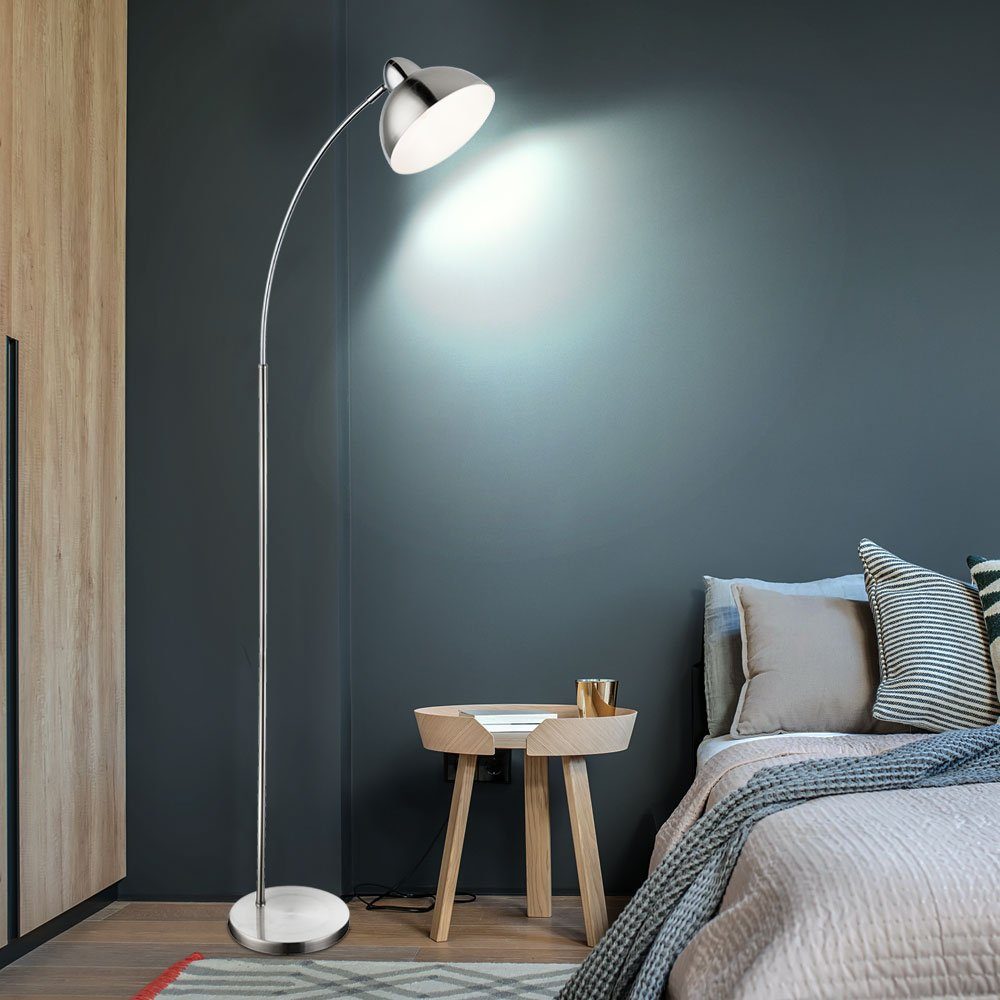GLOBO LIGHTING LED Stehlampe, Leuchtmittel inklusive, Warmweiß, LED Stehleuchte Bogenlampe Metall Nickel-matt Chrom Höhe 155 cm