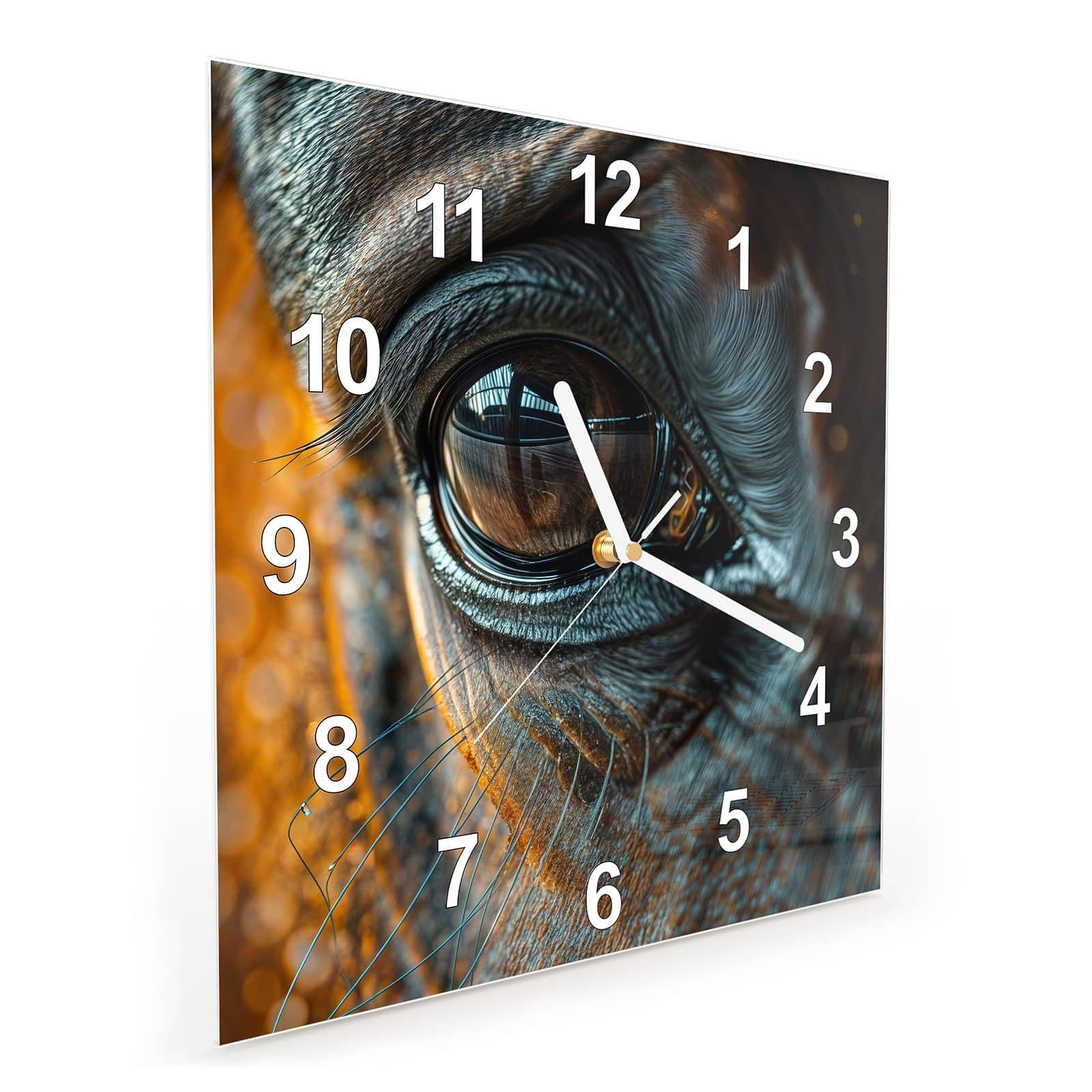 Wanduhr Glasuhr Wanduhr Wandkunst Größe 30 x 30 cm mit Motiv Pferdeauge