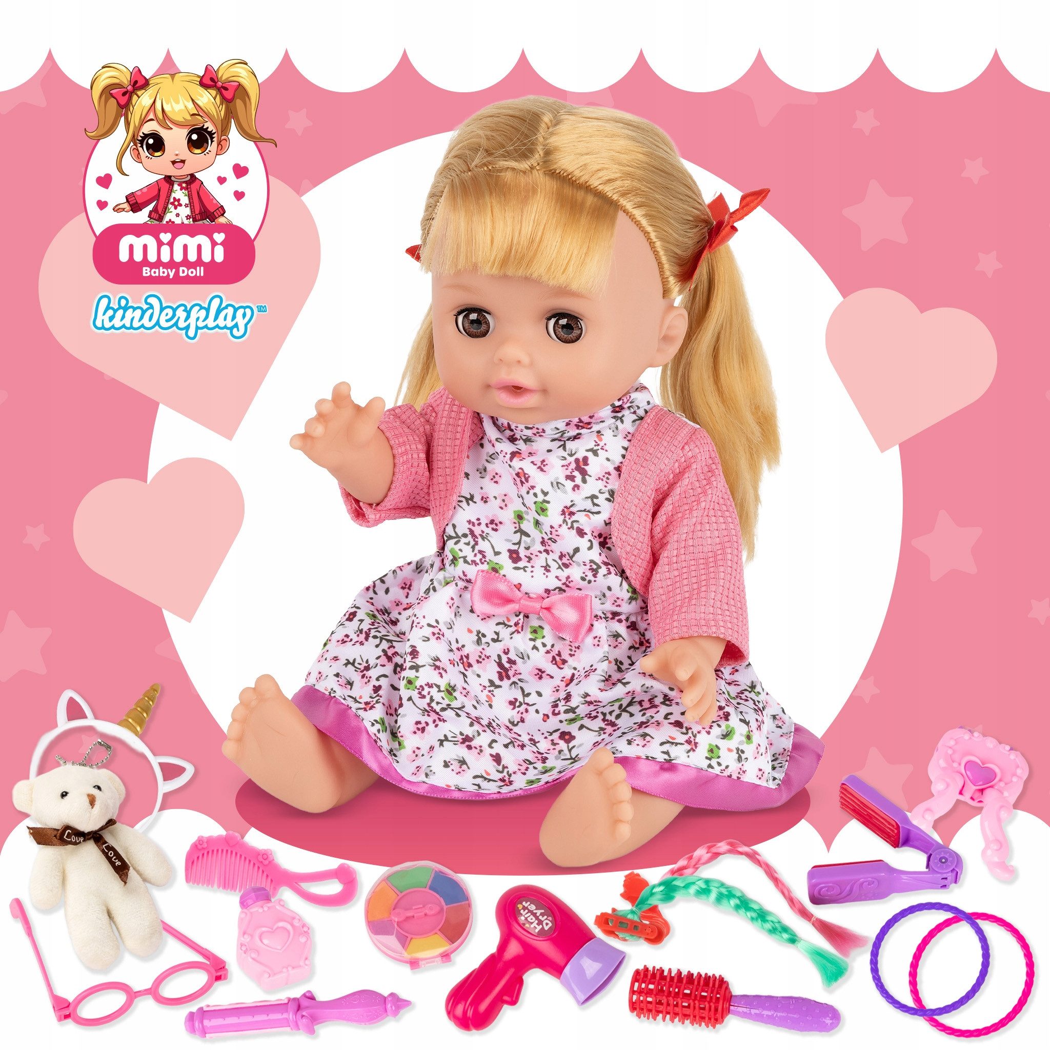Kinderplay Dolls & Strollers Babypuppe Baby-Puppe mit Friseurset – sprechen günstig online kaufen