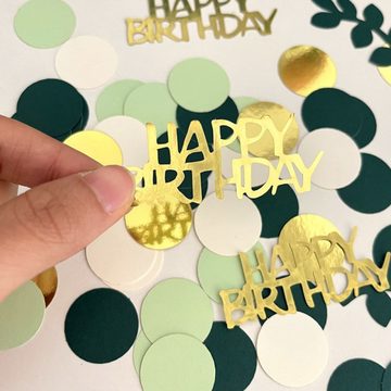 Caterize Konfetti Happy Birthday Geburtstag, Tischdeko Geburtstag Grün,Goldene Confetti
