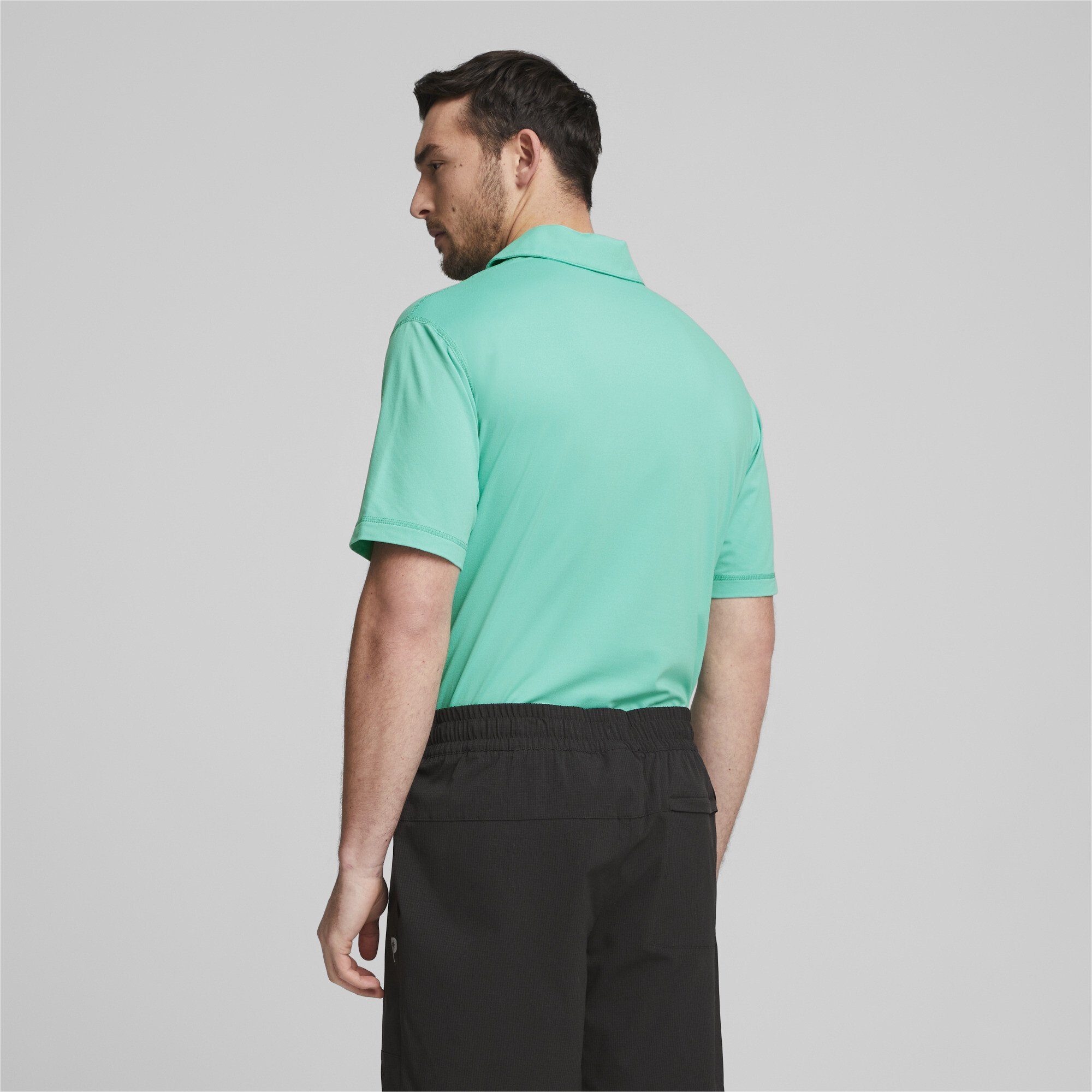 PUMA Herren CREW TREE Golf-Poloshirt Aqua Poloshirt PALM Green PUMA x