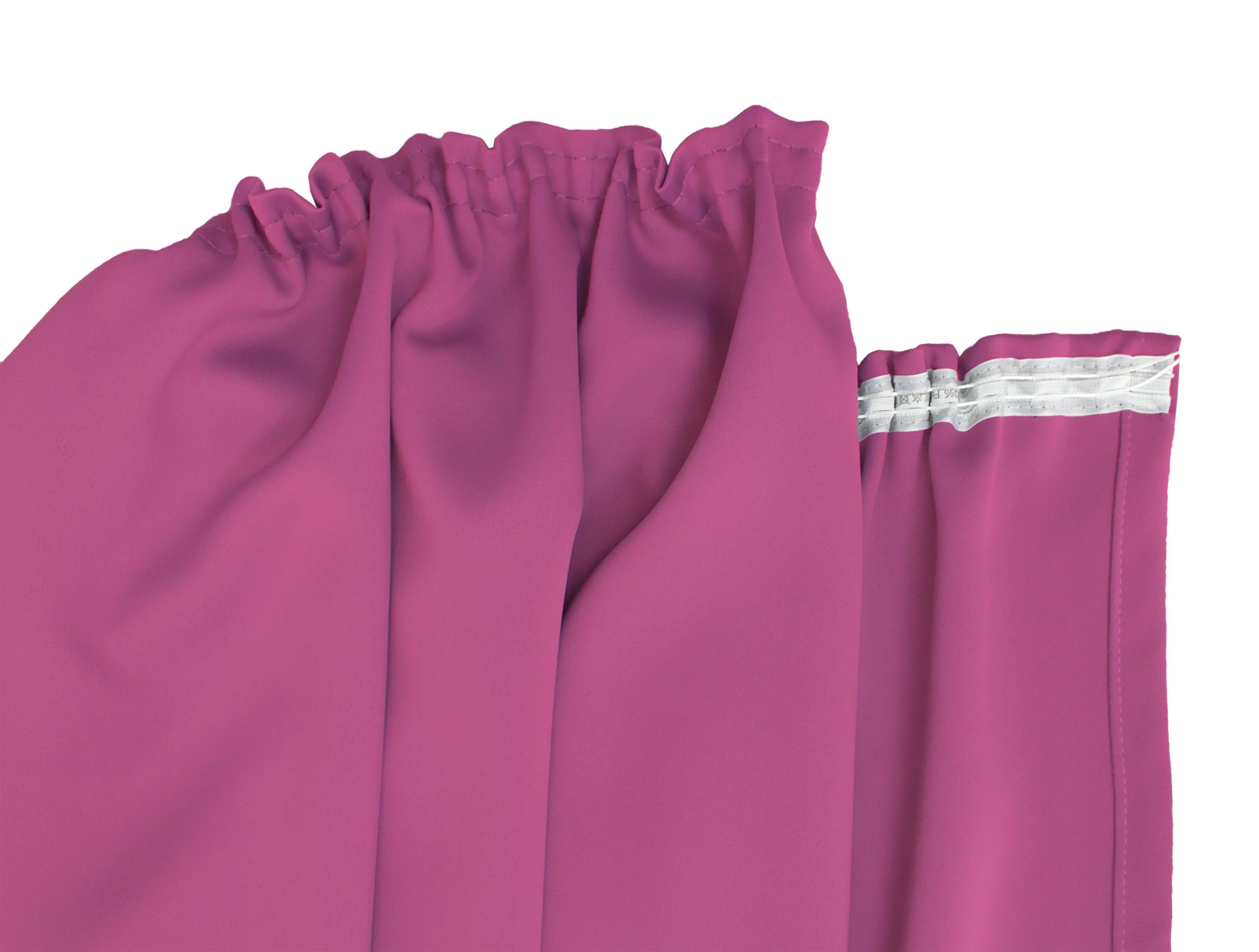 (1 St), pink Kräuselband Polyester, VHG, Polyester, Uni Verdunkelungsvorhang Abdunklung, verdunkelnd, Leon,