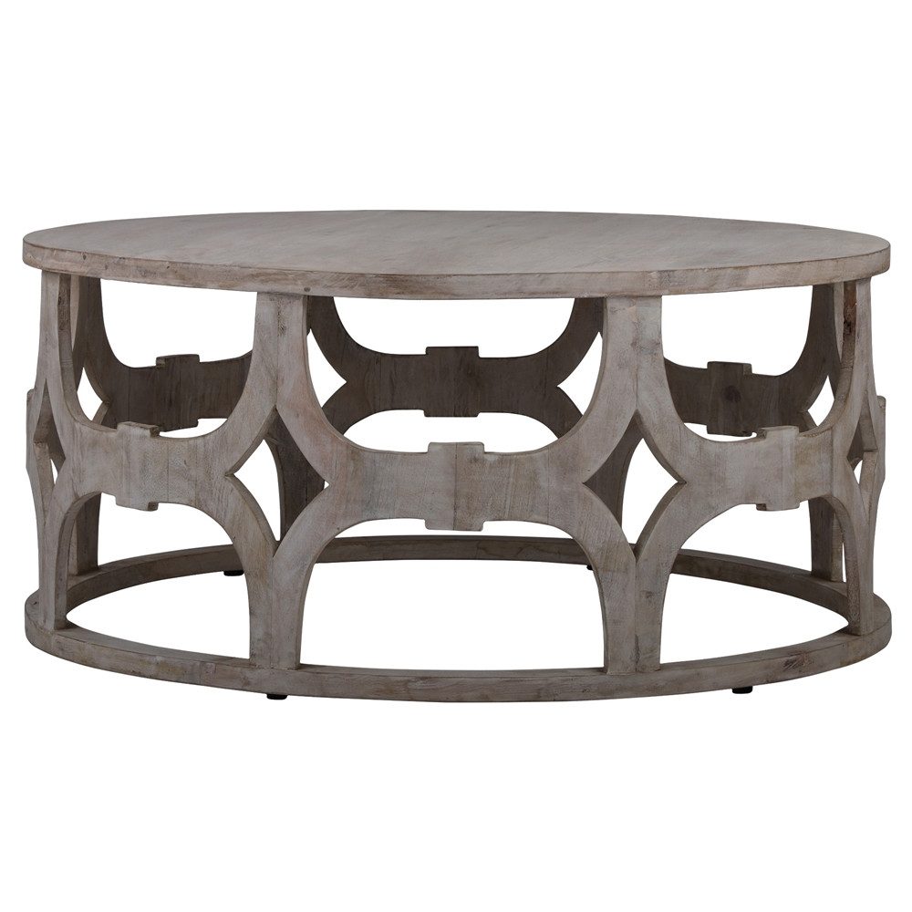 WOMO-DESIGN Couchtisch Beistelltisch handgefertigt aus Massivholz Sofatisch Wohnzimmertisch, Kaffeetisch Asmara rund Natur Unikat Vintage Design Holztisch