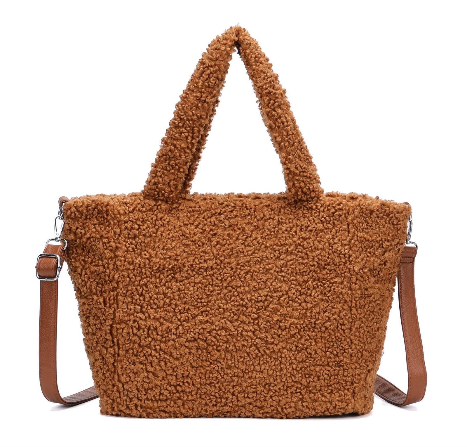 ITALYSHOP24 Schultertasche DAMEN TEDDY Plüsch Shopper günstig online kaufen