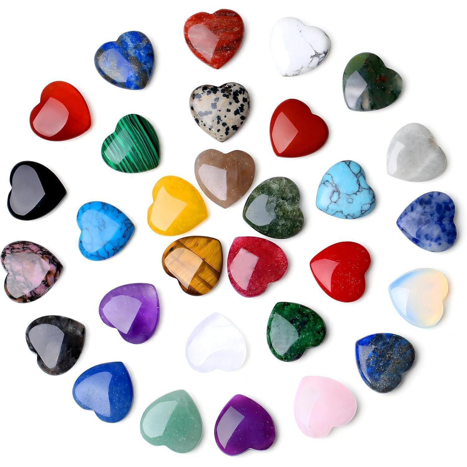 LuxusKollektion Edelstein 30PCS Natürliche Edelsteine Herz Kristalle Handschmeichler Set