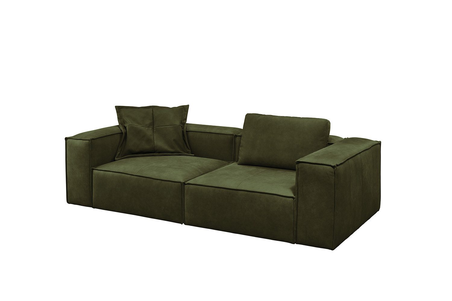 KAWOLA Sofa CARMO, Sofa Couch Leder verschiedene Farben 266x118 cm