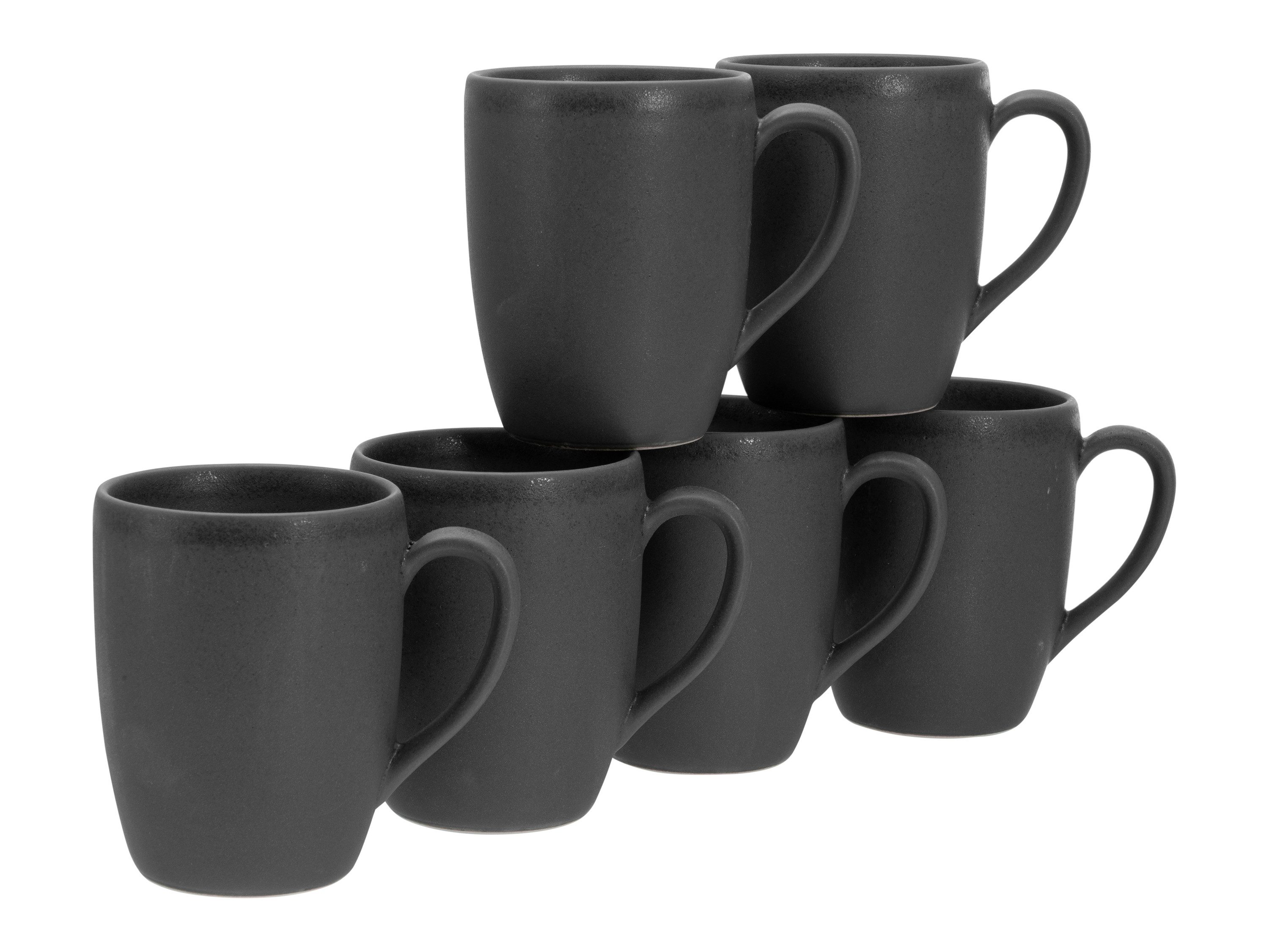 CreaTable Becher Soft Touch Schwarz, 6-tlg., Steinzeug