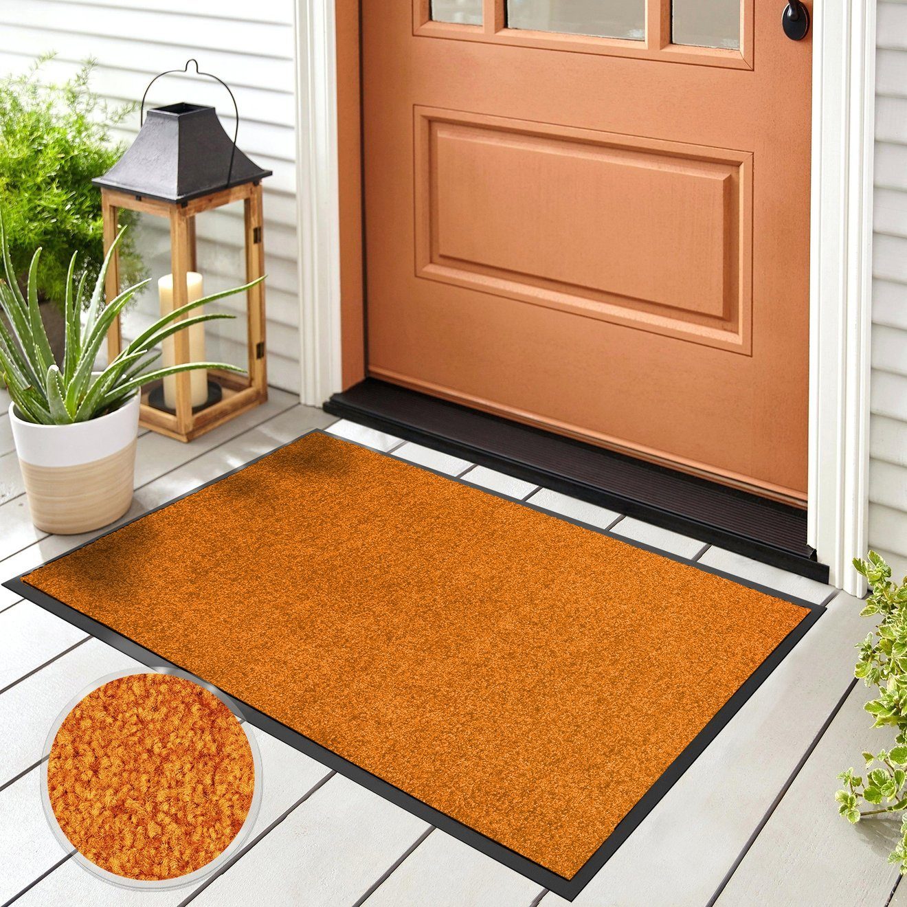 Fußmatte Schmutzfangmatte Sauberlaufmatte, & Rechteckig, Farben Karat, Orange Use&Wash,verschiedene mm, Höhe: 8 Größen,