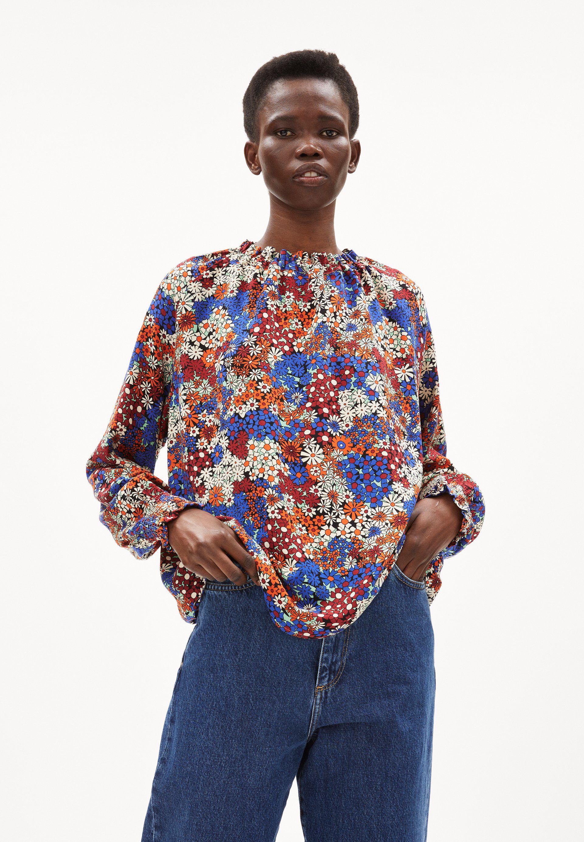 Armedangels Hemdbluse AAGNI MARSH FLORAL (1-tlg) Mock-Ausschnitt