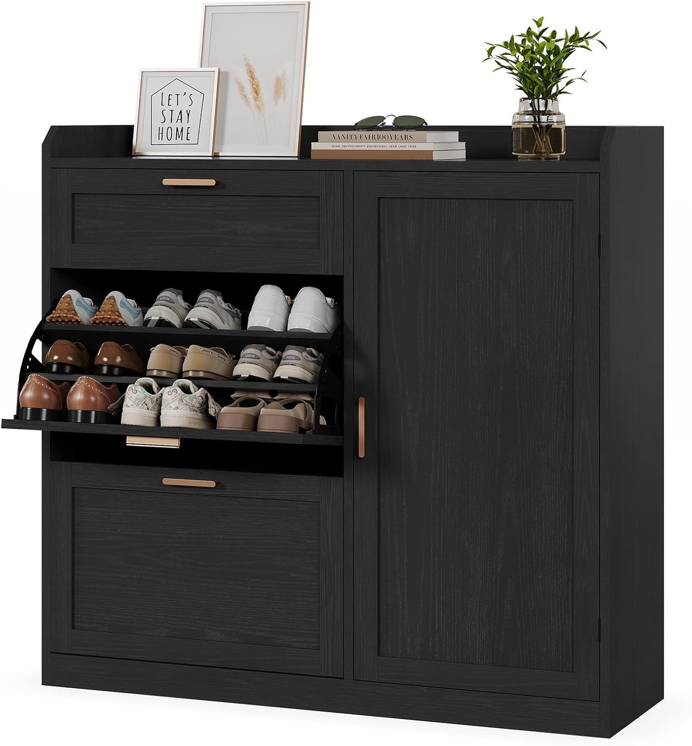 MSMASK Schuhschrank mit 2 Klappen, Schuhkipper Schmal, Schuhschrank mit 1 S günstig online kaufen