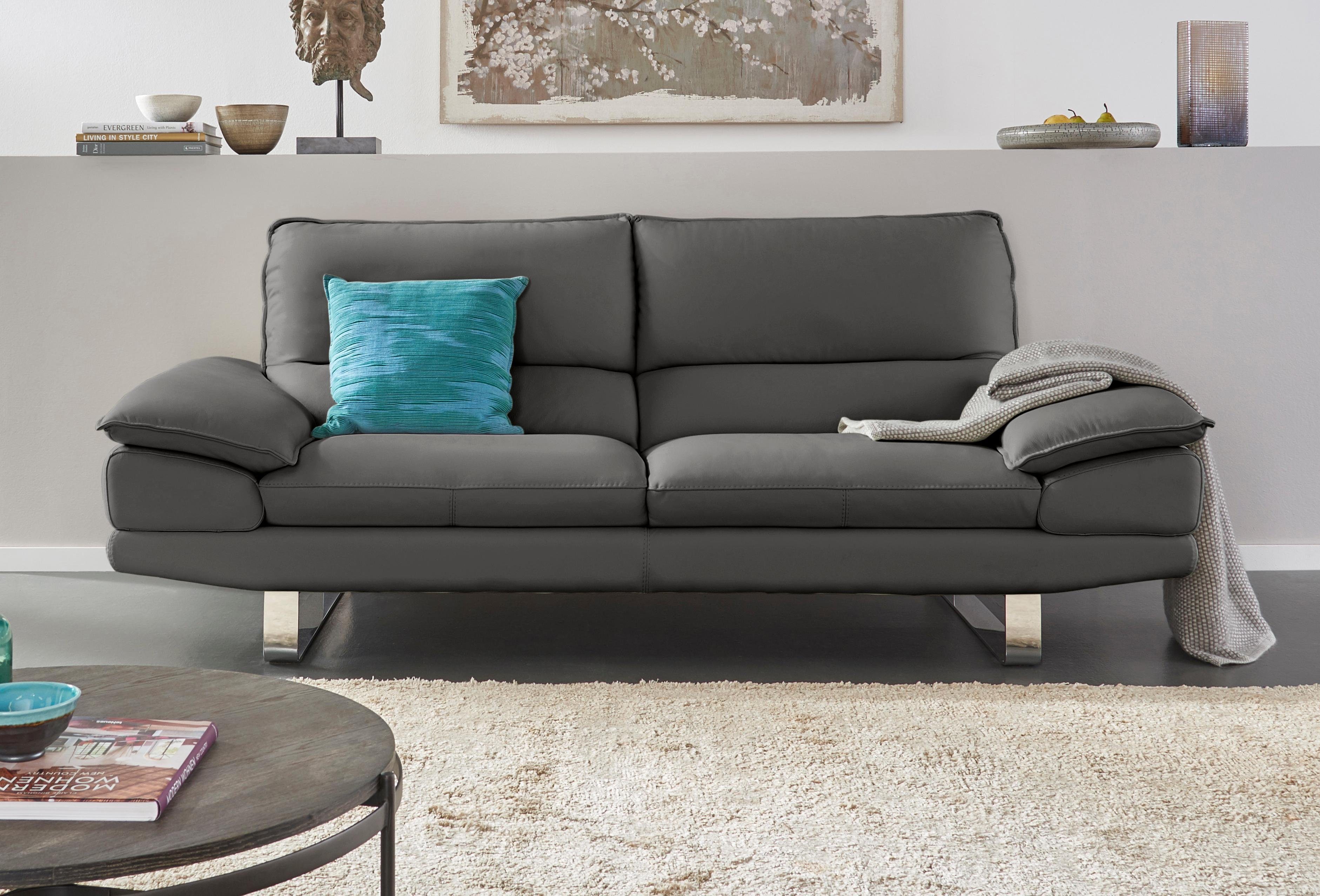 CALIA ITALIA 3-Sitzer Dave, Sitzkomfort der Extraklasse, tolle Details, Designsofa auf Kufenfuß, in zwei Lederqualitäten