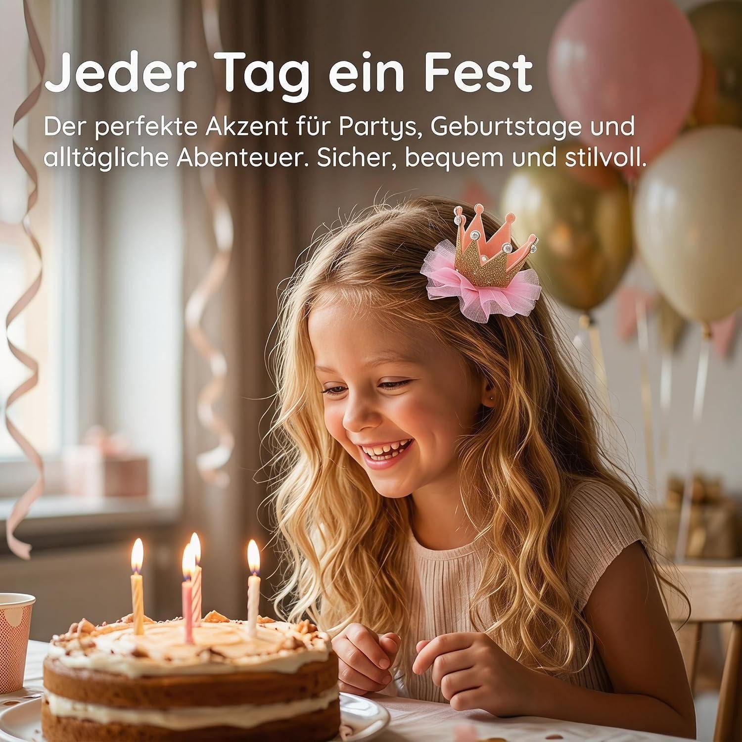 LuxusKollektion Haarspange Haarspangen Kinder Perlenkrone 5cm 3er-Pack