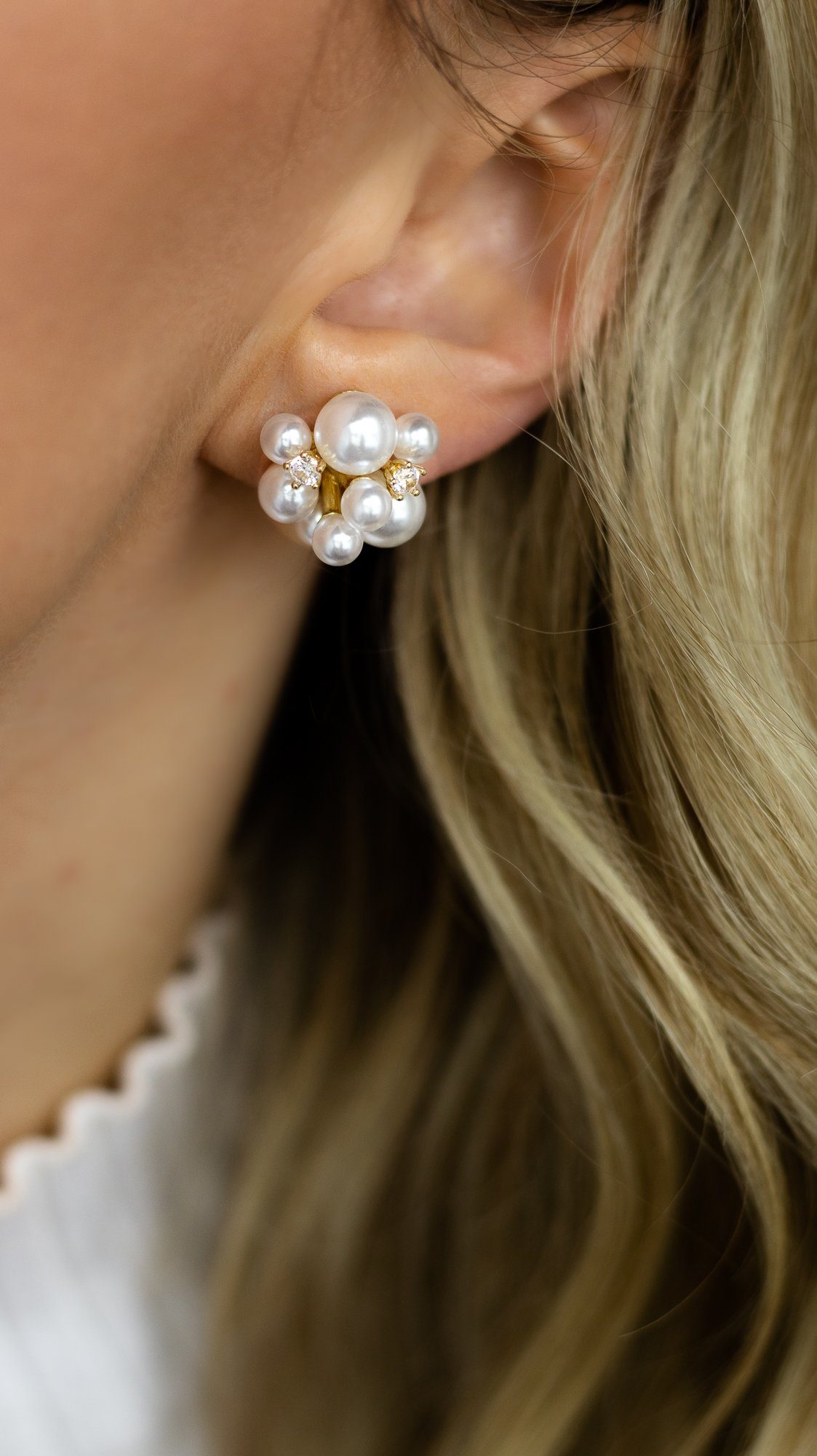 Perlen, Brautkrone verschiedene Gold Perlengrößen Perlenohrringe Braut Perlenohrringe Ohrringe Hochzeit