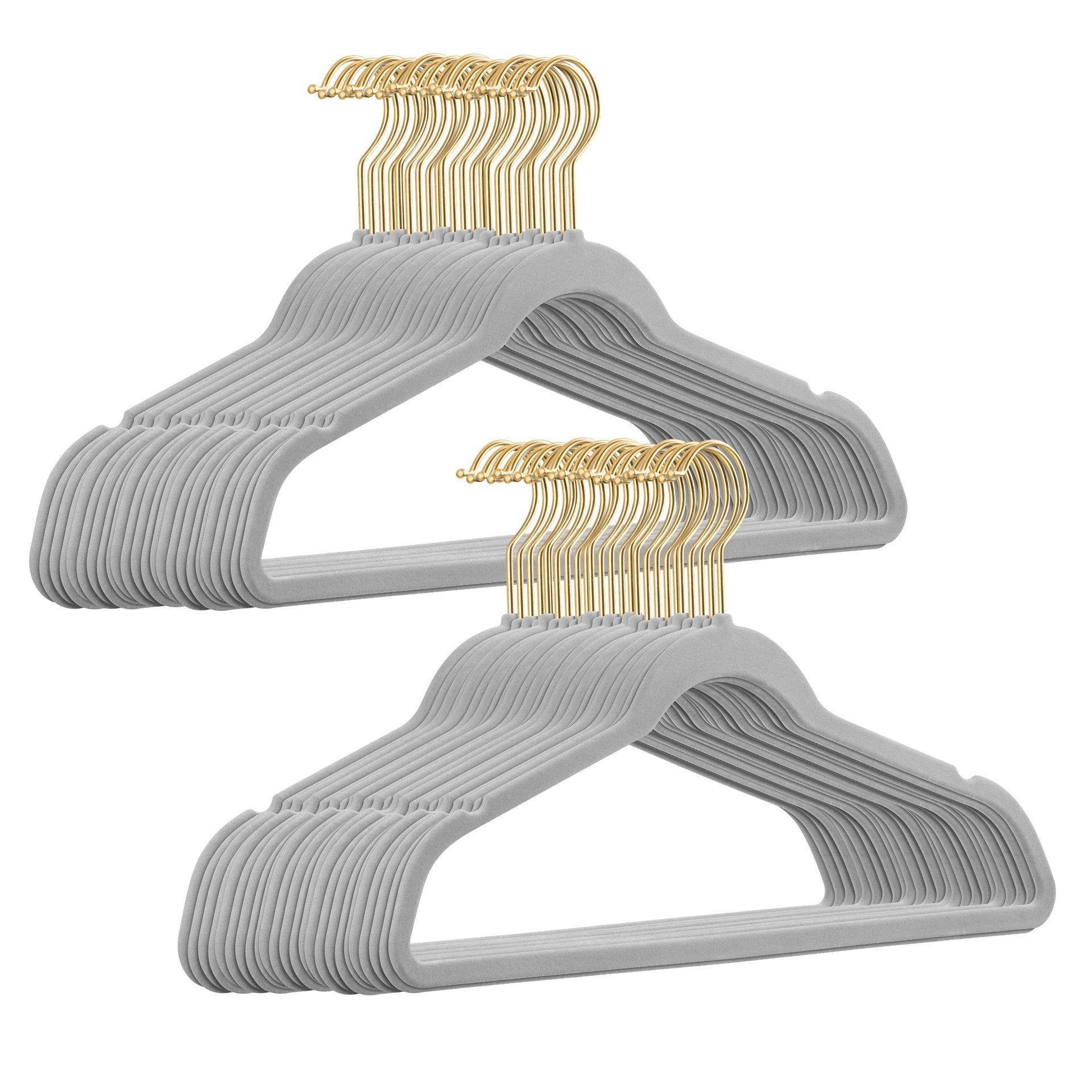 StickandShine Kleiderbügel Samt 50 Stück in verschiedenen Farben mit edlen Goldhaken im Set, (Spar-Set), Designbügel