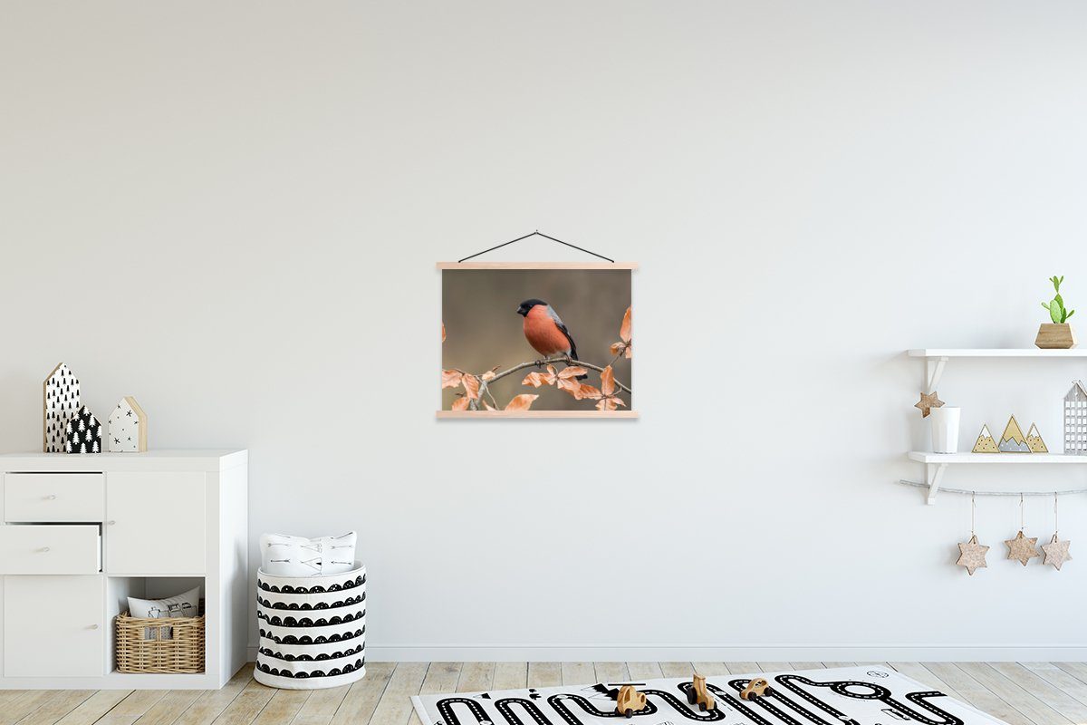 MuchoWow Poster - Vogel Herbst Wohnzimmer, Magnetisch Bilderleiste, Gimpel Laub - Textilposter Posterleiste, - St), (1 -, für